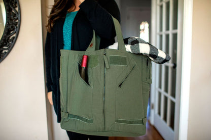 Handcrafted Flight Suit/Uniform Memory Tote Bag — Upcycled Keepsake