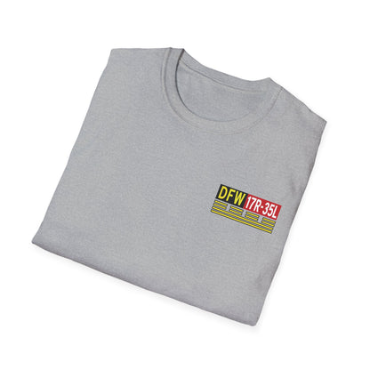 Hold Short Line T-Shirt – Airport Sign Front, Airfield Diagram Back