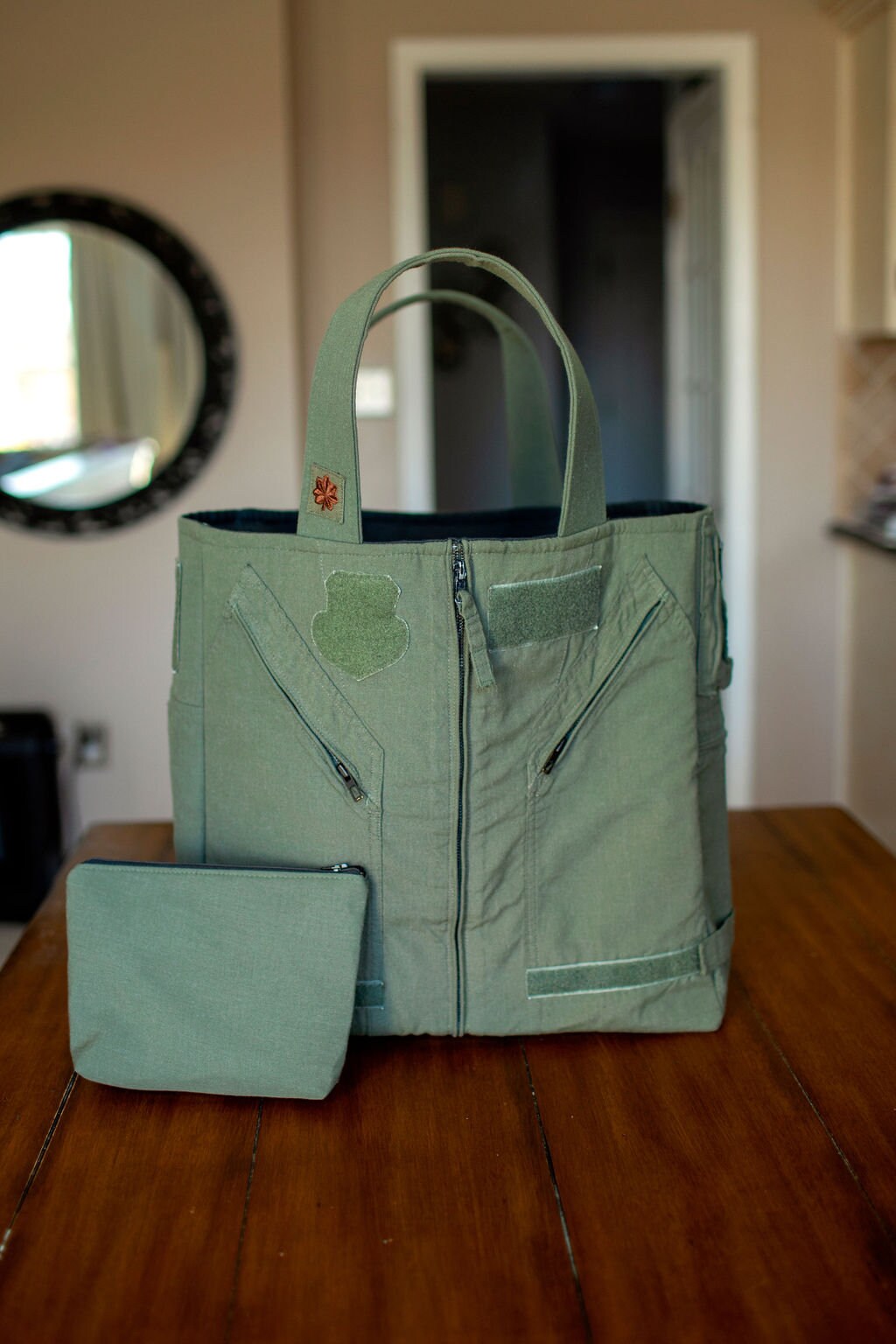 Handcrafted Flight Suit/Uniform Memory Tote Bag — Upcycled Keepsake