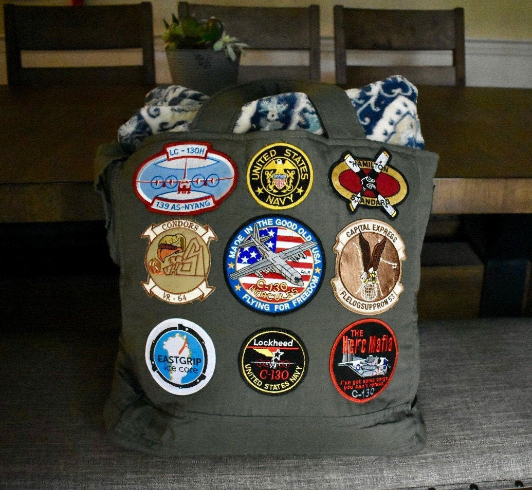 Handcrafted Flight Suit/Uniform Memory Tote Bag — Upcycled Keepsake