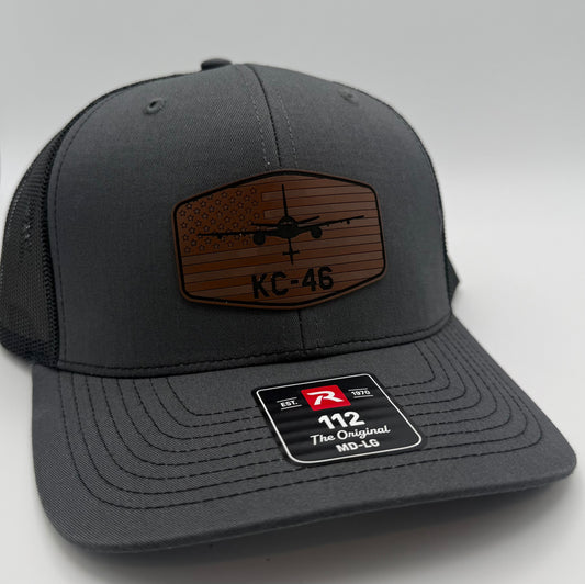 KC-46 Pegasus laser-engraved leatherette patch hat