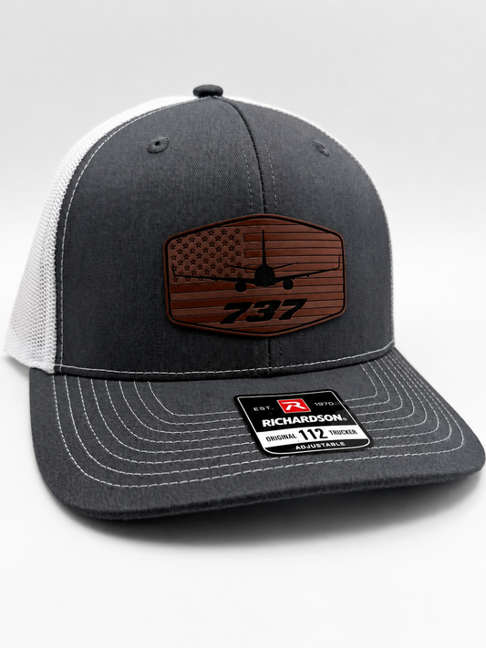 737 Patch Hat – Laser Engraved Leatherette | V1Rot8
