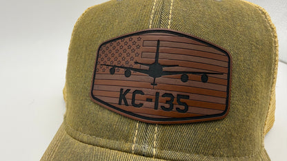 KC-135 Stratotanker laser-engraved leatherette patch hat