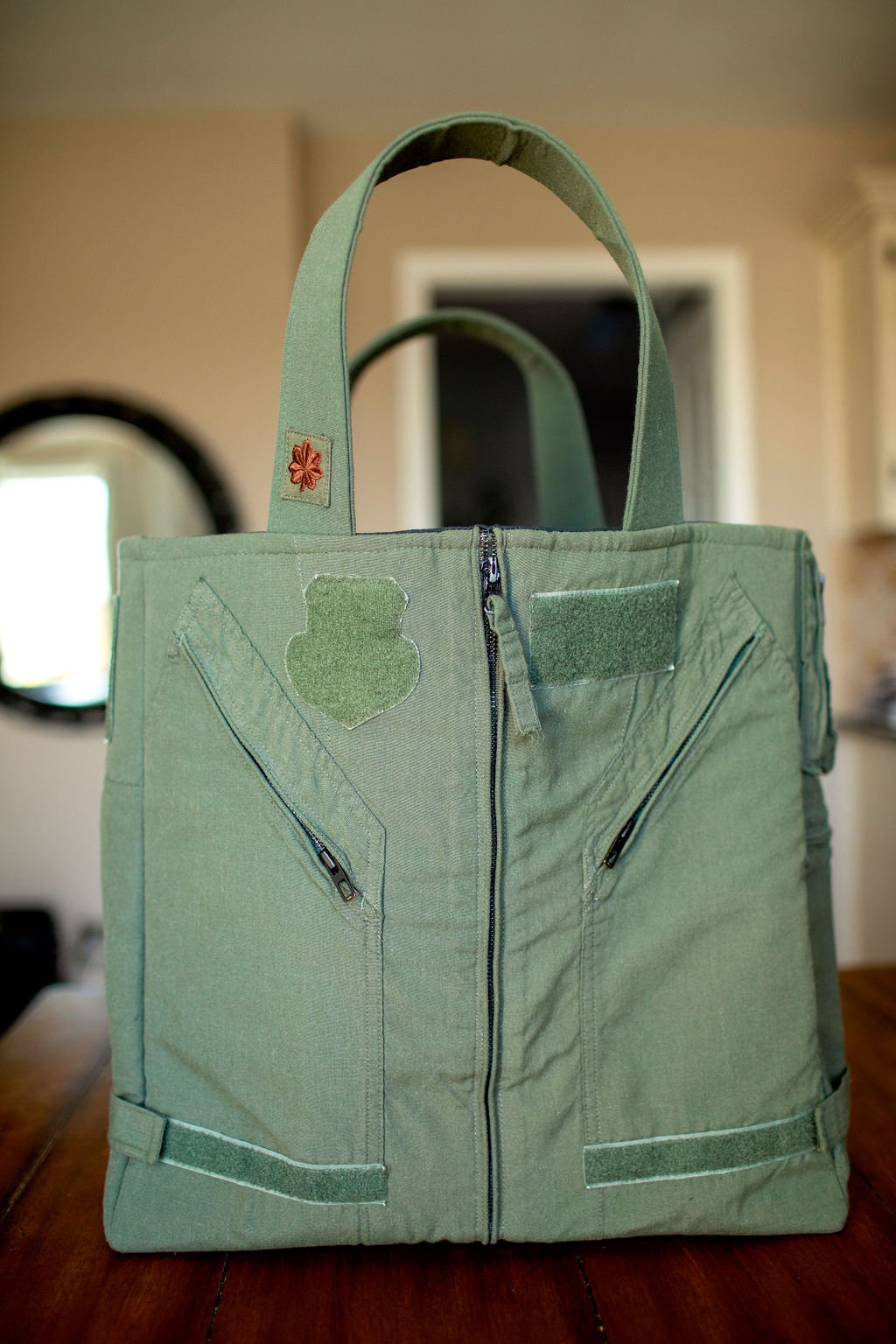 Handcrafted Flight Suit/Uniform Memory Tote Bag — Upcycled Keepsake