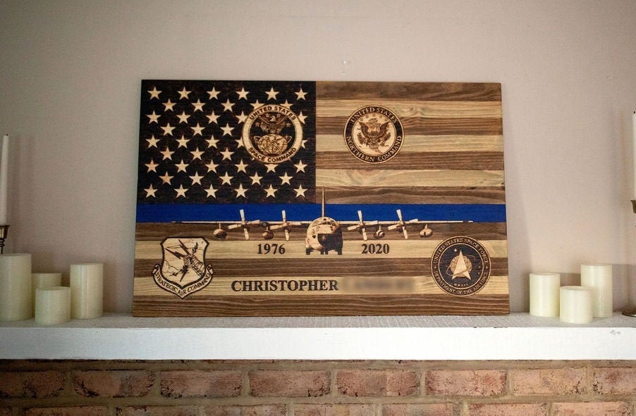 🇺🇸 Handcrafted Wood-Burned American Flag with Your Aircraft