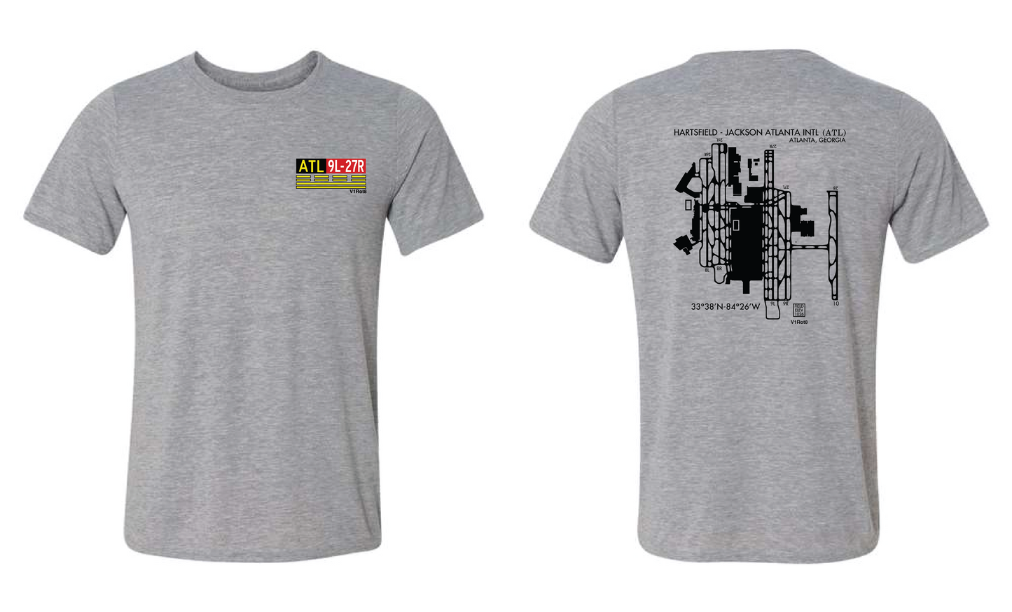 Hold Short Line T-Shirt – Airport Sign Front, Airfield Diagram Back