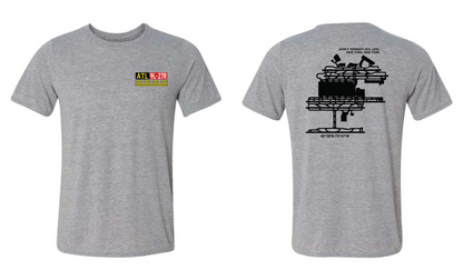 Hold Short Line T-Shirt – Airport Sign Front, Airfield Diagram Back