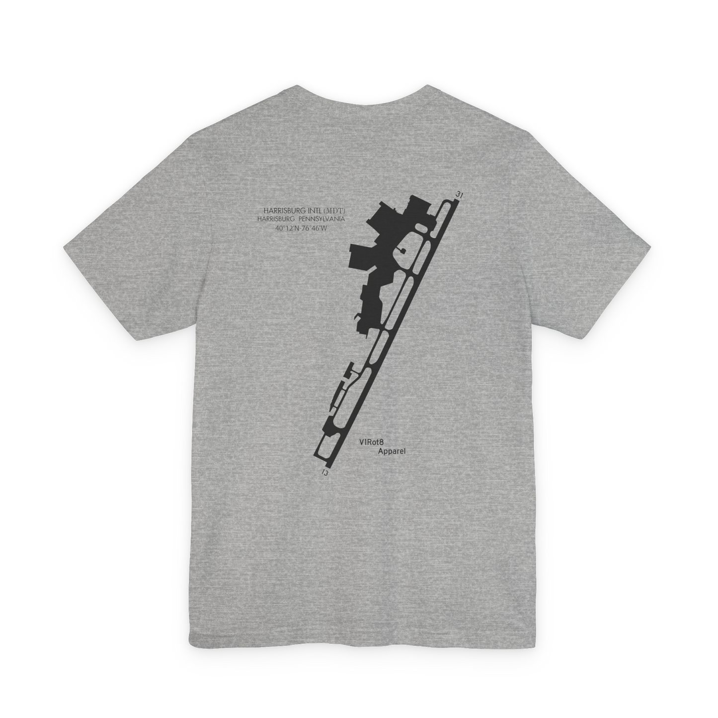 Hold Short Line T-Shirt – Any Airport | Front Sign, or Front + Full Airfield Diagram