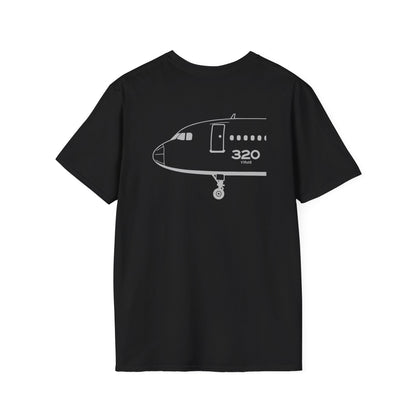 V1Rot8 320 Type Tee back — large nose profile print on heather gray