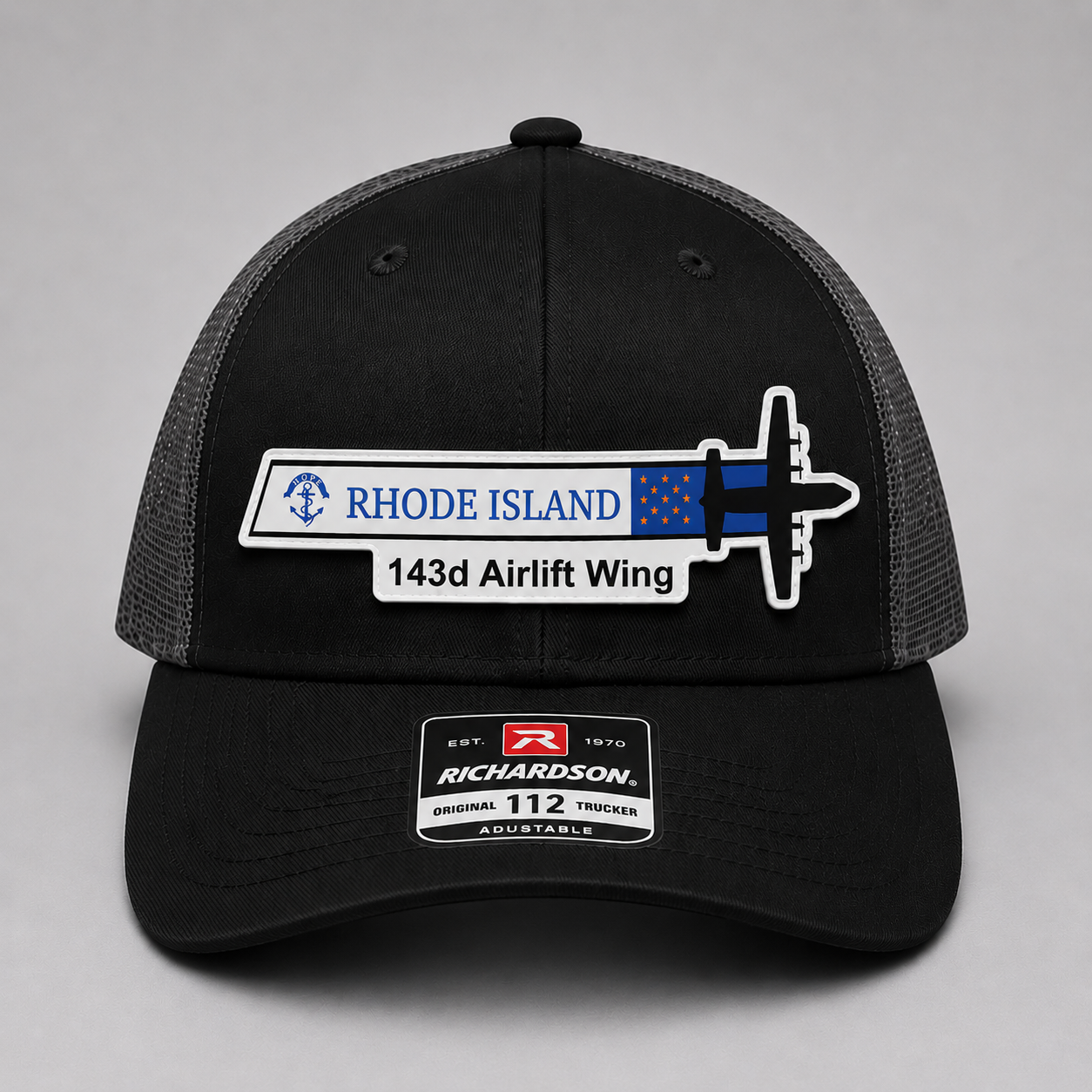 143rd AW Quonset RI C-130J Squadron Tail Flash Hat - White Tail Flash
