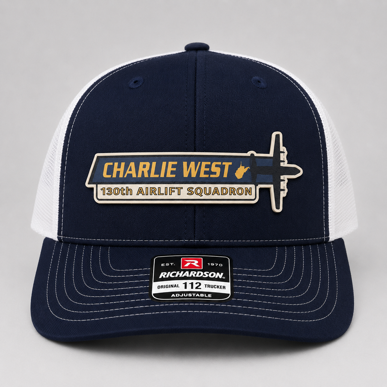 130th AW Charlie West C-130J Squadron Tail Flash HAT - UV Leatherette