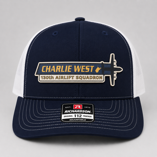 130th AW Charlie West C-130J Squadron Tail Flash HAT - UV Leatherette