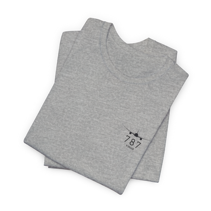 Gray 787 Nose Profile Tee folded, showing heather fabric texture