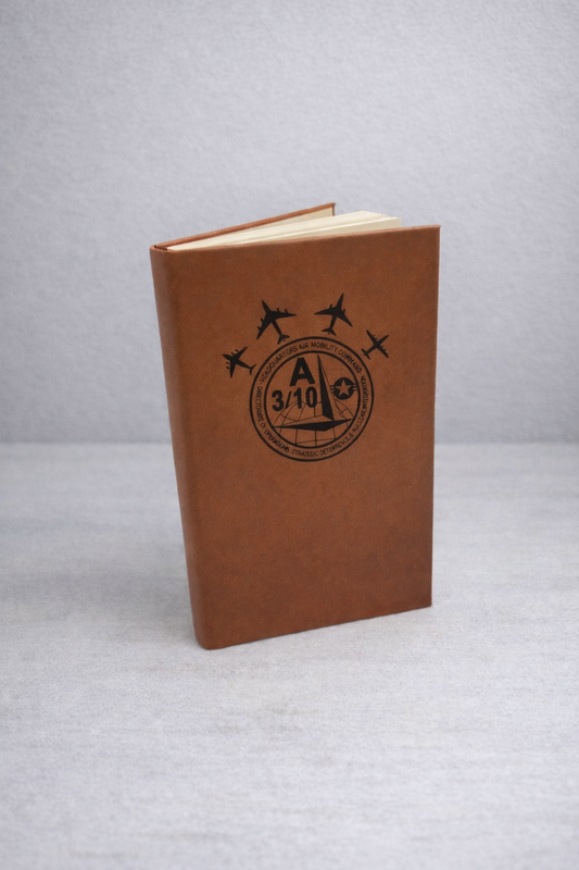 Custom USAF Command Leatherette Notebook – Engraved Air Force Journal for AMC, ACC, AFSOC, PACAF, USAFE Leadership & Squadron Gifts