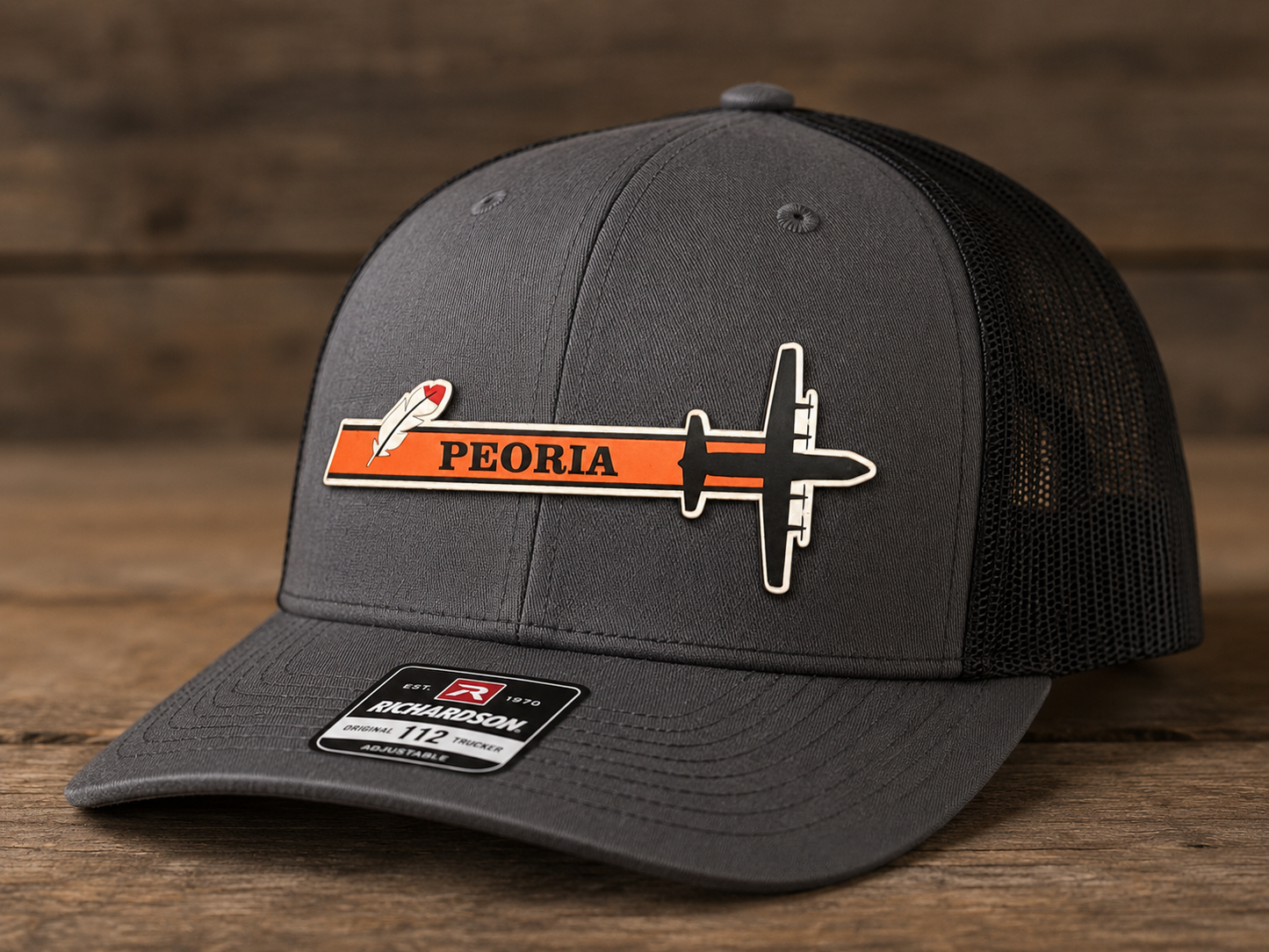 182nd Airlift Wing – Peoria IL ANG C-130 Wing Hat – UV Leatherette Tail Flash