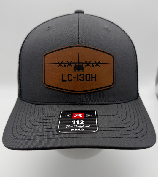 LC-130 Skier laser-engraved leatherette patch hat