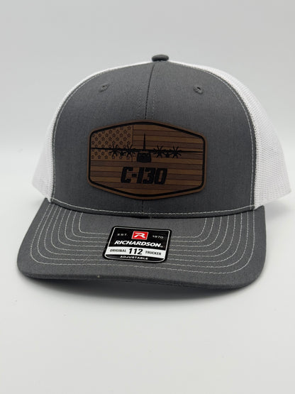 C-130H 8-blade prop engraved flag patch hat