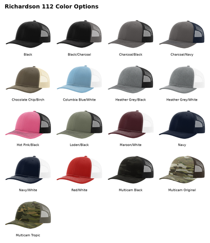 Richardson 112 trucker cap color options