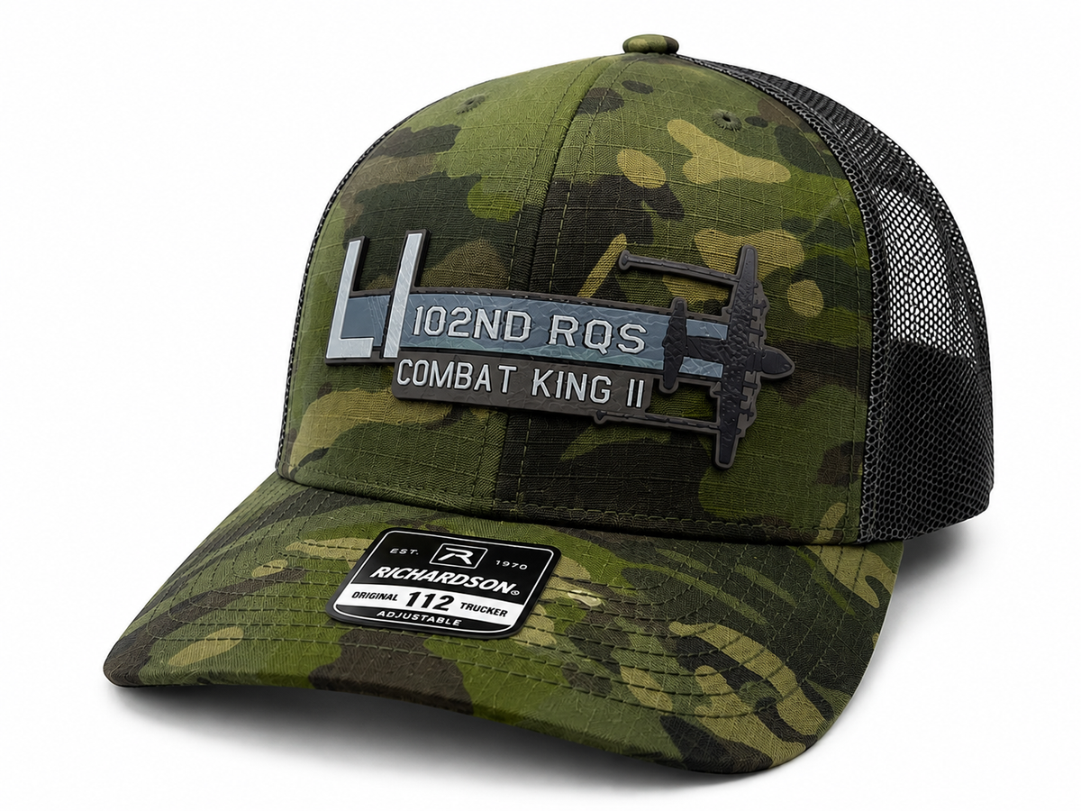 102nd RQS New York ANG HC-130J Combat King II tail flash UV leatherette hat