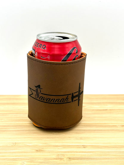 158th AS Leather Can Cooler — Savannah Guard Dawgs