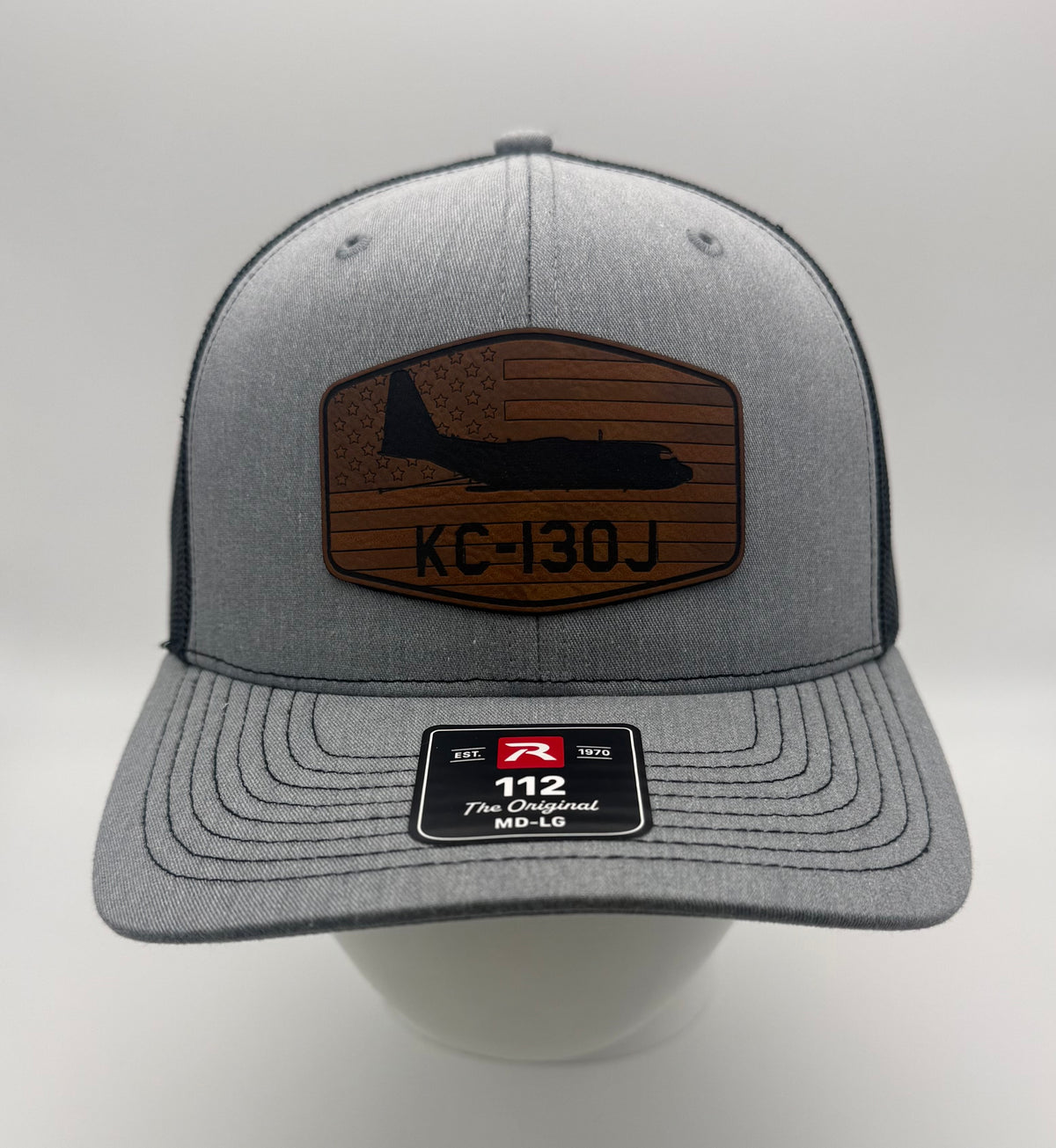 KC-130J Hercules tanker laser-engraved leatherette patch hat