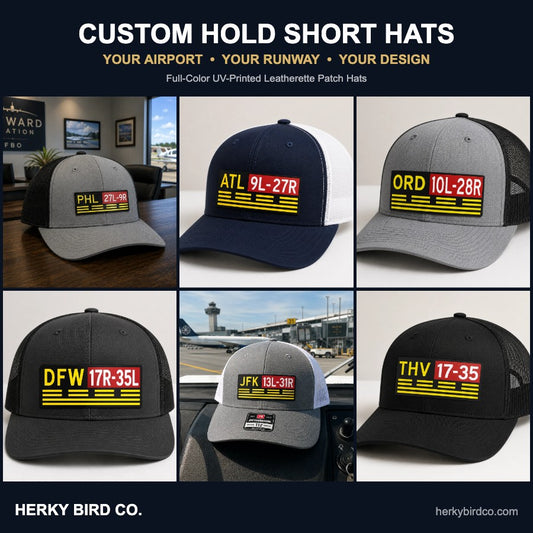 Custom Airport Runway Hold Short HAT – Your Airport, Your Runway | UV Leatherette