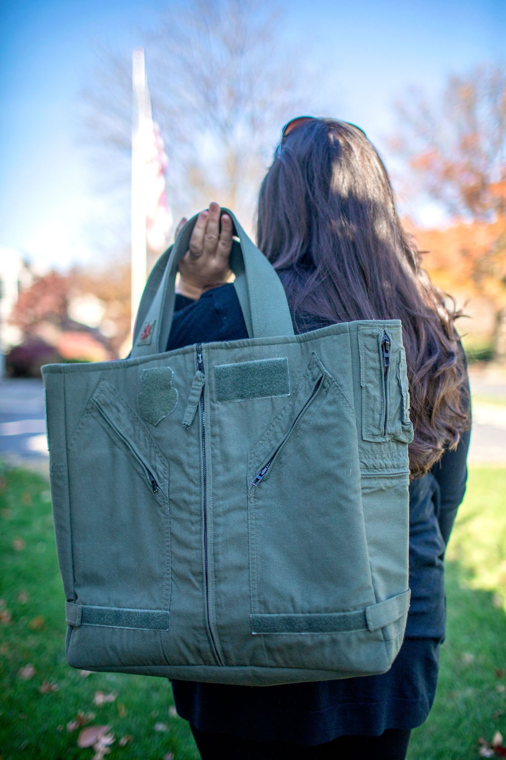 Handcrafted Flight Suit/Uniform Memory Tote Bag — Upcycled Keepsake